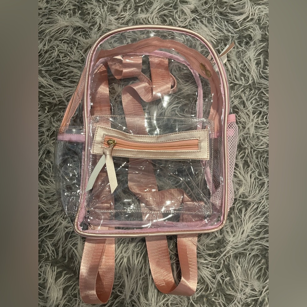 Clear jelly backpack with rose gold